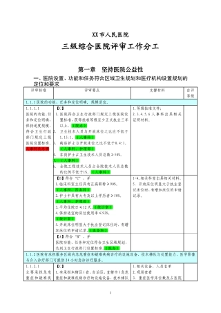 三级医院评审任务分解与支撑材料目录