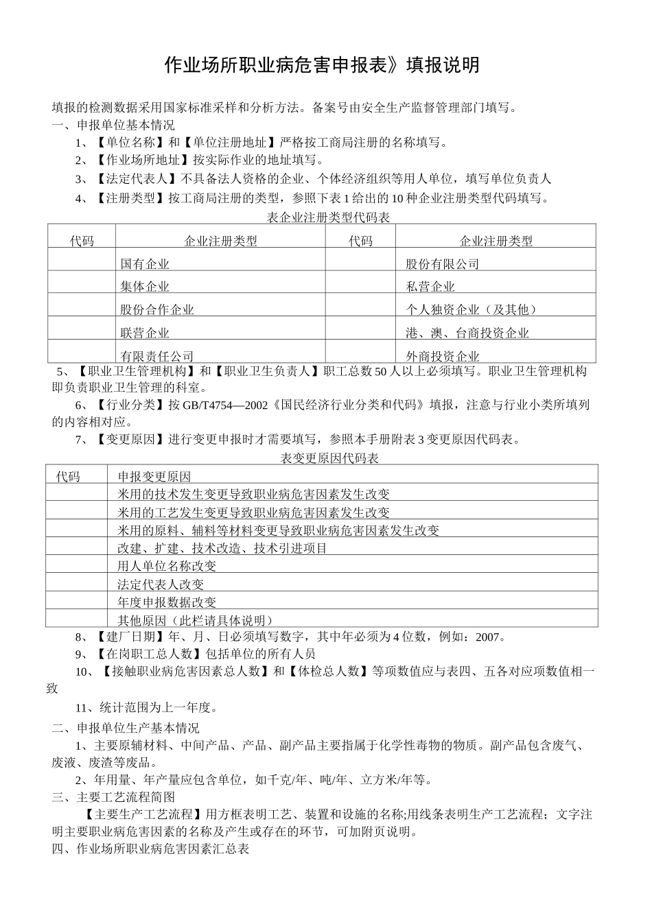 《作业场所职业病危害申报表》填报说明._第1页