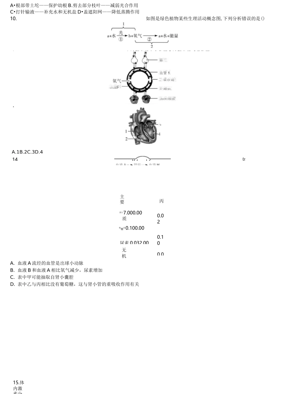 2020广东中考生物终极押题卷_第2页