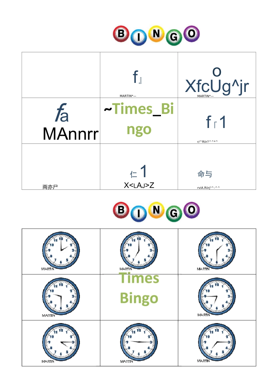 英语谈论时间趣味游戏——time bingo!_第2页