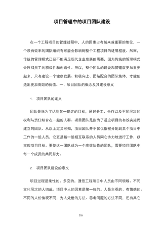 项目管理中的项目团队建设
