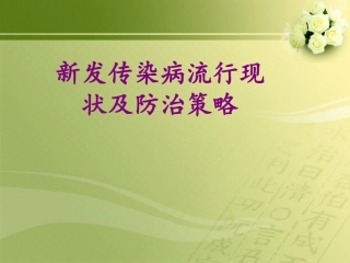新发传染病流行现状及防治策略.