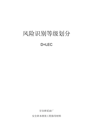 风险识别等级划分
