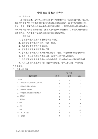 中药炮制技术教学大纲