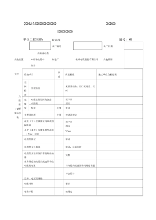 电缆敷设和电缆支架(桥架)安装 及电缆防火封堵分项工程质量验收记录表