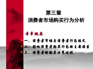 市场营销 第三章  消费者市场购买行为分析
