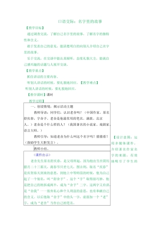 三年级语文上册第四单元口语交际名字里的故事