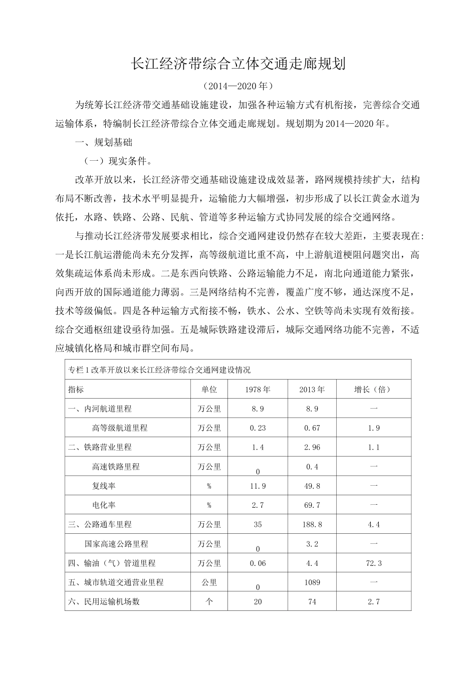 长江经济带综合立体交通走廊规划.._第1页