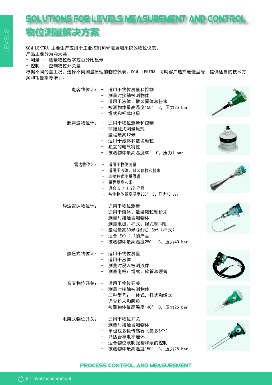 SGM LEKTRA 物位仪表选型样本_第2页