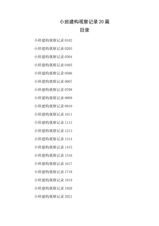 小班建构观察记录20篇
