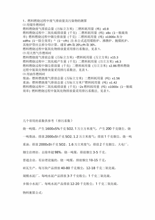 废气排放量及污染物的测算