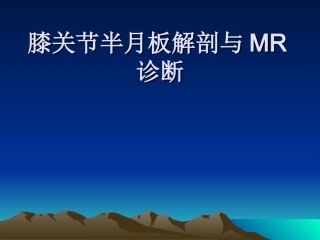 半月板解剖与MR诊断