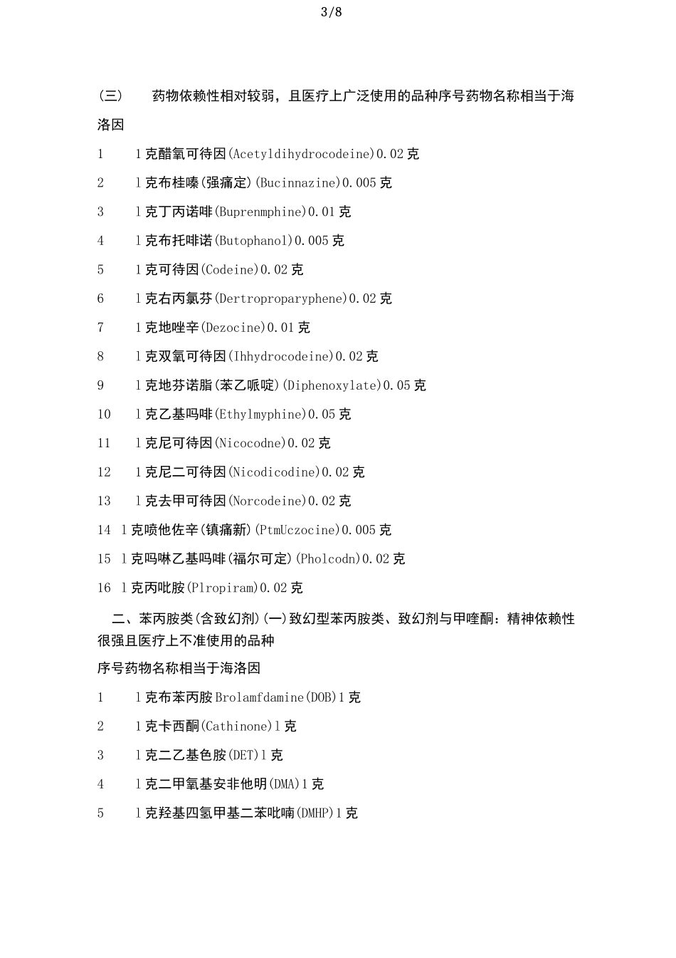 《非法药物折算表》_第3页