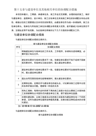 与建设单位及其他相关单位的协调配合措施