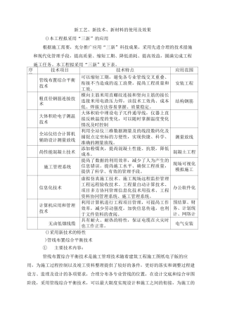 新工艺、新技术、新材料的使用及效果