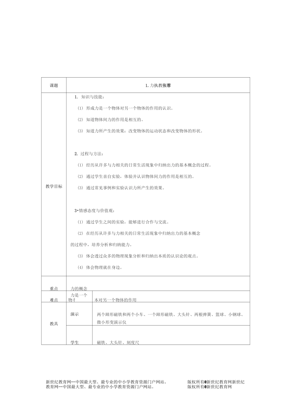 《力》优质课比赛教案_第1页