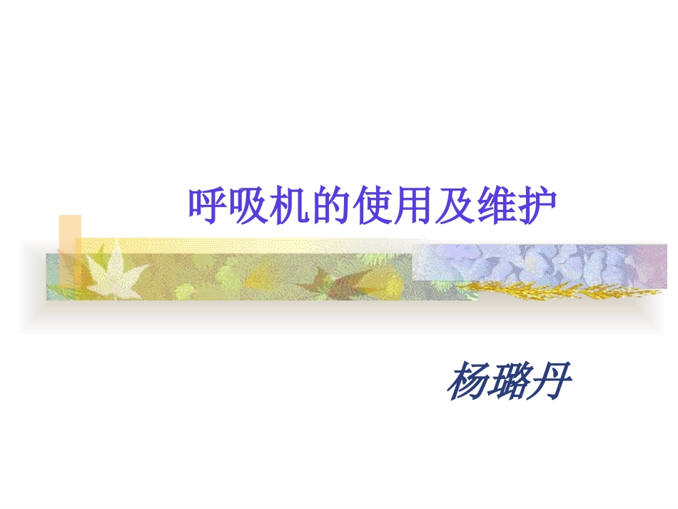 呼吸机的使用及维护_第1页