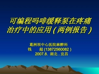 可编程吗啡缓释泵
