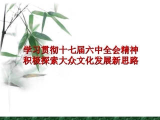 十七届六中全会精神解读——探寻文化建设思路