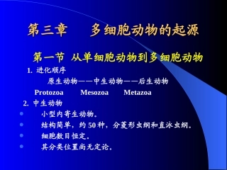 普通动物学-多细胞动物的起源