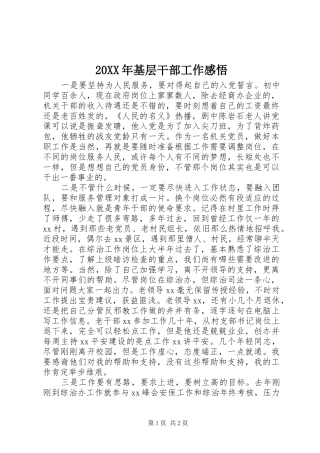 20XX年基层干部工作感悟