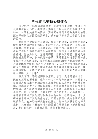 单位作风整顿心得体会