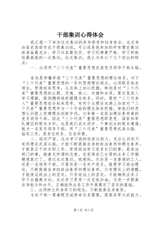 干部集训心得体会