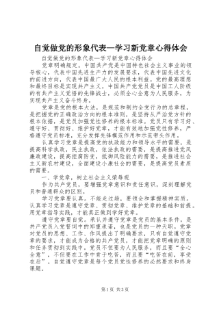 自觉做党的形象代表—学习新党章心得体会