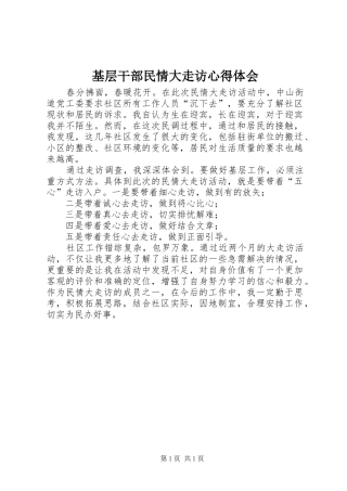 基层干部民情大走访心得体会