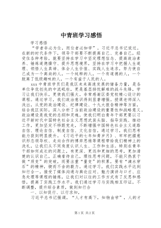 中青班学习感悟