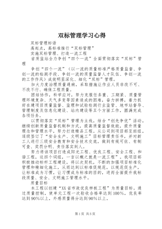 双标管理学习心得