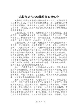 武警部队作风纪律整顿心得体会