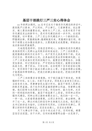 基层干部践行三严三实心得体会