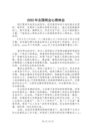 20XX年全国两会心得体会 (2)