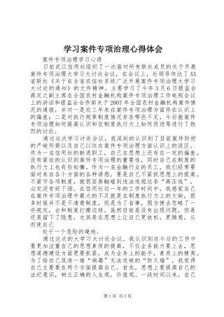 学习案件专项治理心得体会