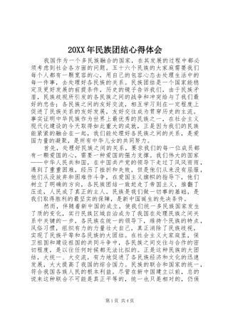 20XX年民族团结心得体会 (2)