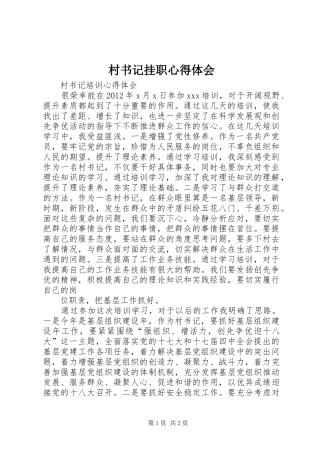 村书记挂职心得体会_2