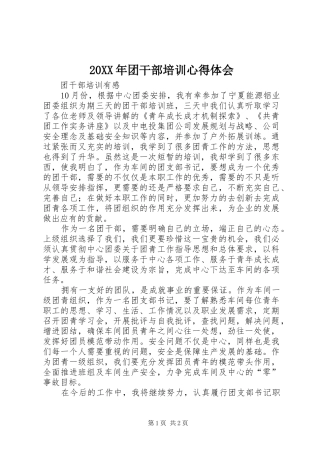 20XX年团干部培训心得体会 (5)