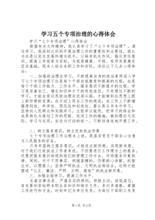 学习五个专项治理的心得体会