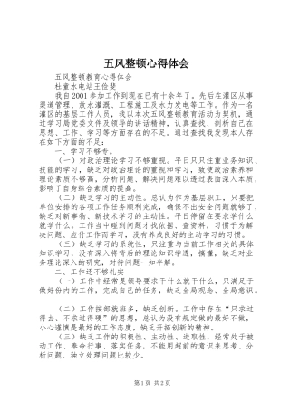 五风整顿心得体会