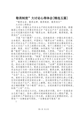 敬畏制度”大讨论心得体会[精选五篇]