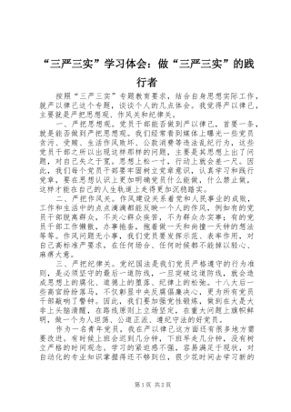 “三严三实”学习体会：做“三严三实”的践行者