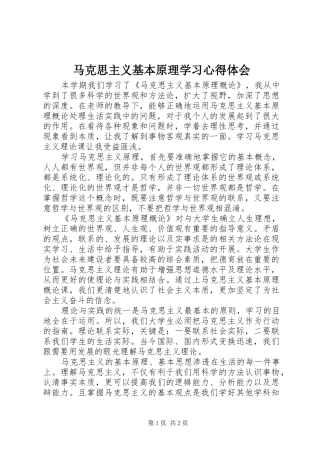马克思主义基本原理学习心得体会_2