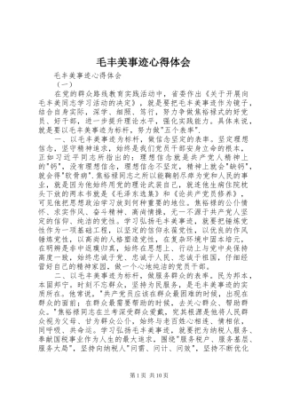 毛丰美事迹心得体会