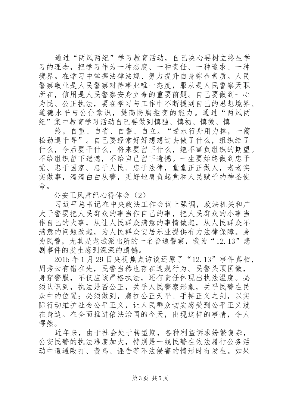 公安正风肃纪心得_第3页