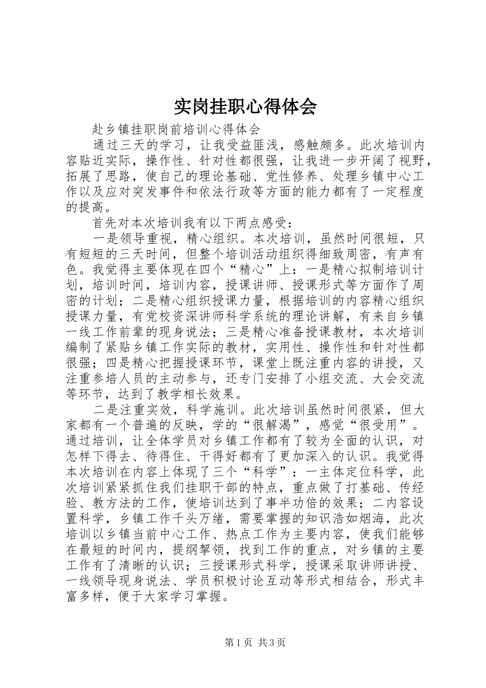 实岗挂职心得体会_第1页