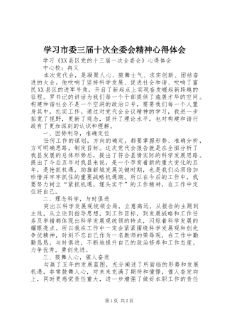 学习市委三届十次全委会精神心得体会