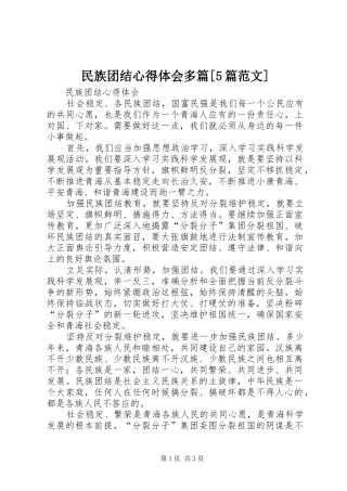 民族团结心得体会多篇[5篇范文]