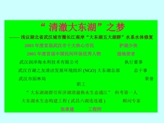 清澈大东湖之梦