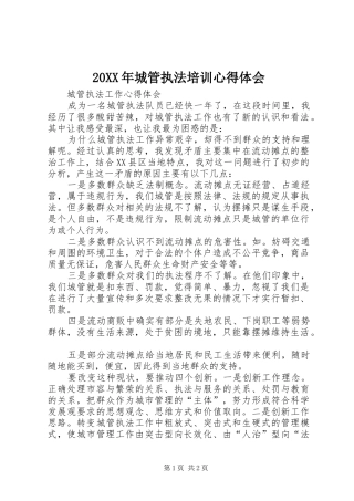 20XX年城管执法培训心得体会 (5)